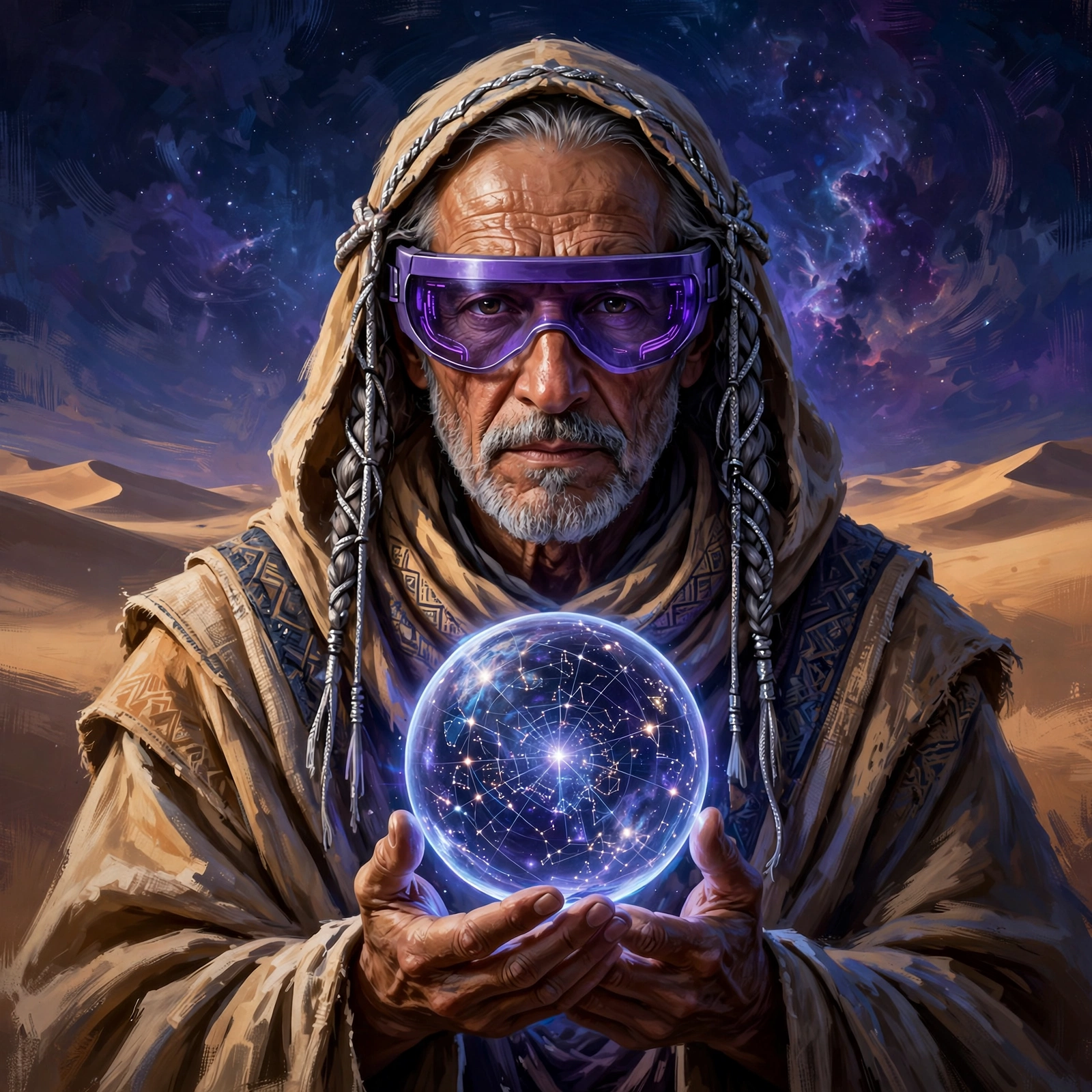 Elder cartographer, violet visor